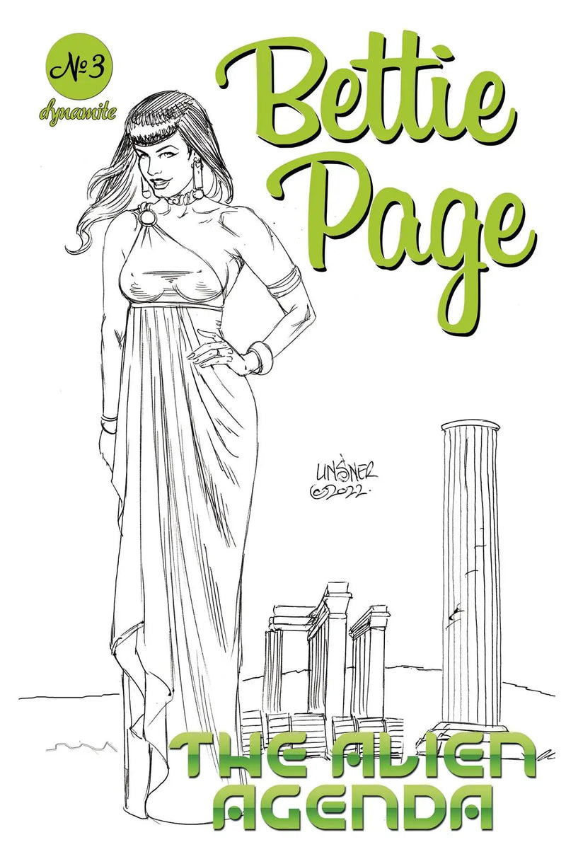 Bettie Page Alien Agenda #3 P 1:7 Joseph Michael Linsner FOC Bonus Variant GGA (05/11/2022) Dynamite