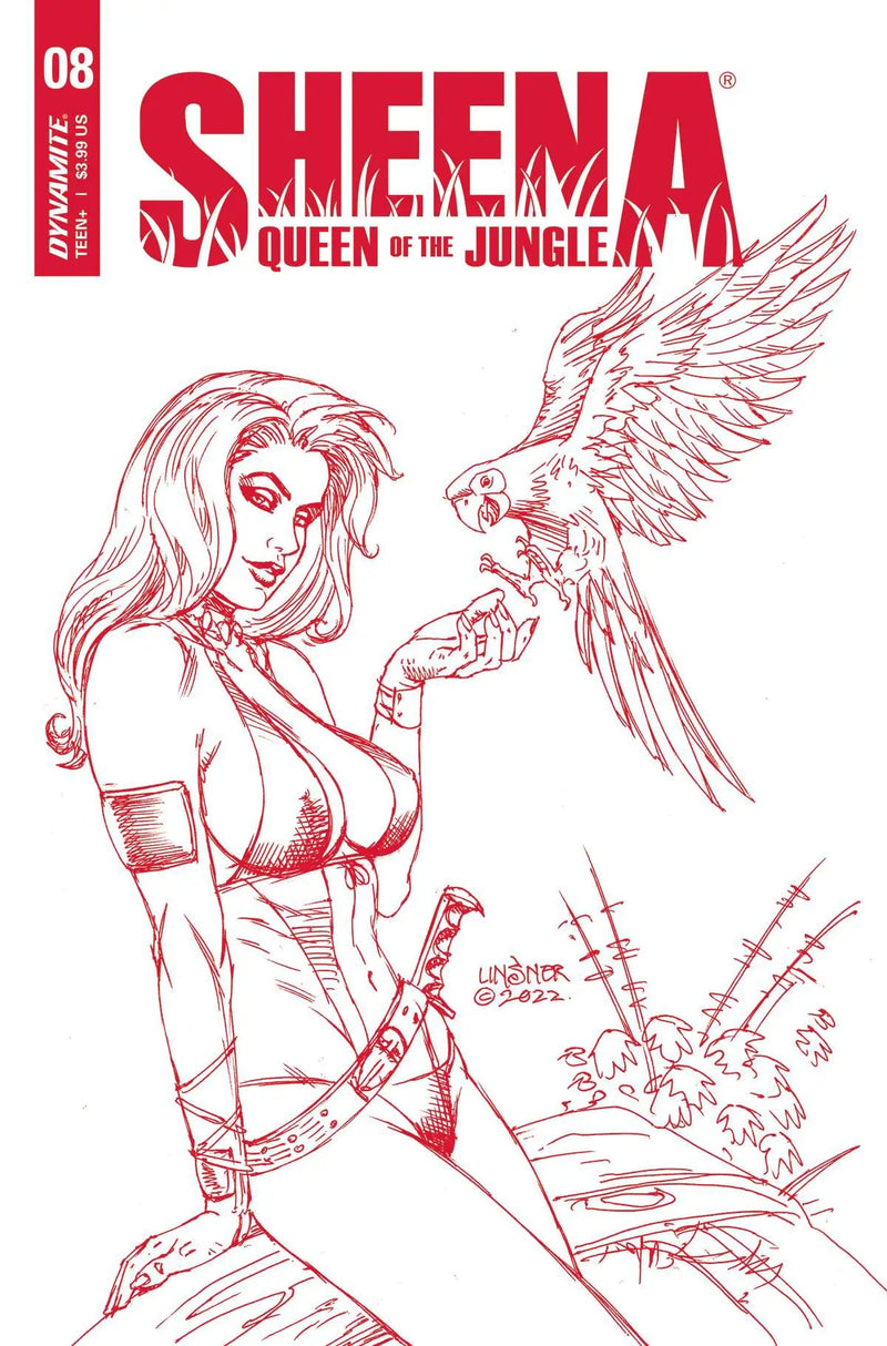 Sheena Queen Jungle #8 P 1:10 FOC Joseph Michael Linsner Fiery Red Variant (08/10/2022) Dynamite