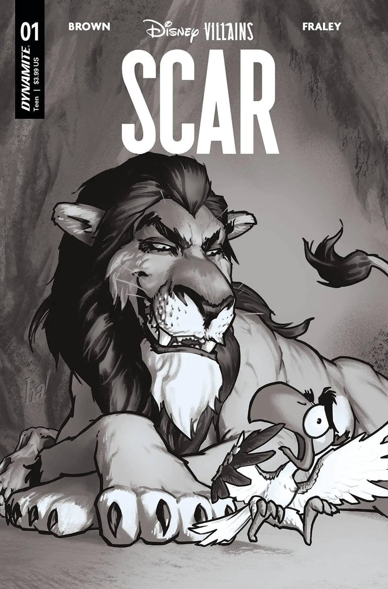 DISNEY VILLAINS SCAR #1 ZA FOC 1:7 GENE HA B&W Variant (04/05/2023) Dynamite