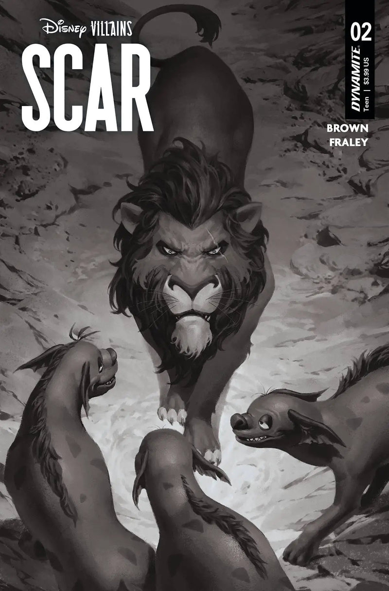 DISNEY VILLAINS SCAR #2 S 1:7 FOC YOON B&W Variant (05/10/2023) Dynamite