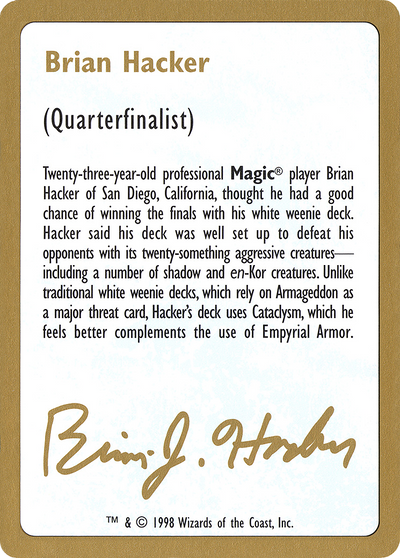 Brian Hacker Bio (WCD-) - World Championship Decks 1998