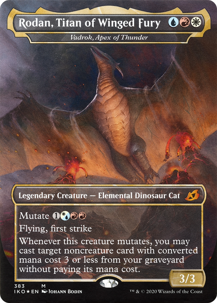 Vadrok, Apex of Thunder (IKO-383) - Ikoria: Lair of Behemoths / Rodan, Titan of Winged Fury (Borderless) Foil