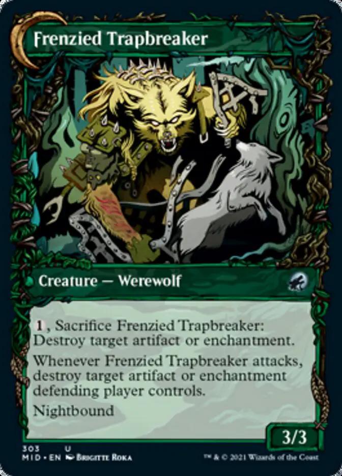Outland Liberator // Frenzied Trapbreaker (MID-303) - Innistrad: Midnight Hunt: (Showcase, Double Faced Transform) Foil