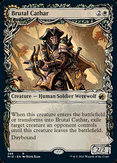 Brutal Cathar // Moonrage Brute (MID-286) - Innistrad: Midnight Hunt: (Showcase, Double Faced Transform)