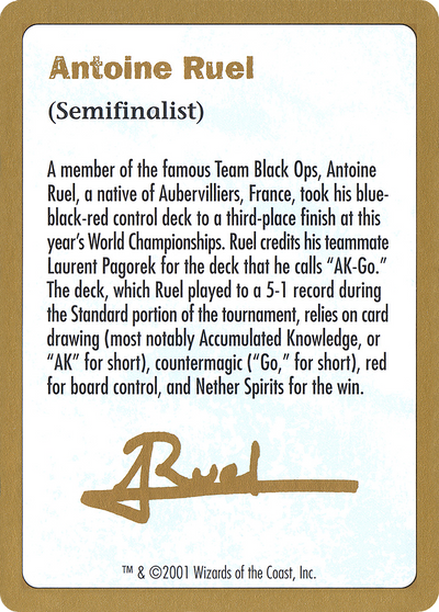 Antoine Ruel Bio (WCD-) - World Championship Decks 2001