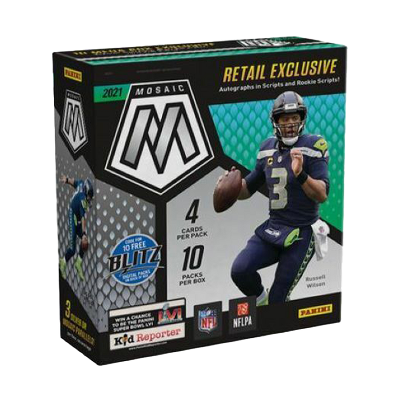 2021 Panini Mosaic Football 40-Card Mega Box - Reactive Blue Parallels