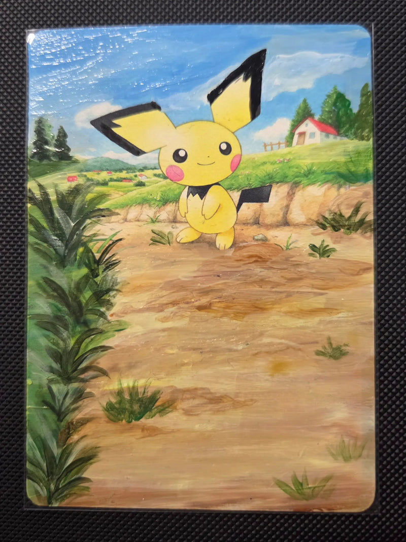 Custom Painted Pichu Pokemon Card
