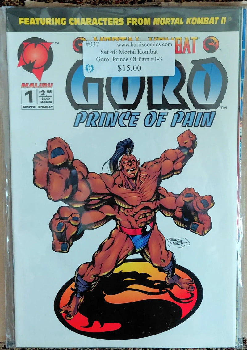 Comic Book Set: Mortal Combat Goro: Prince of Pain #1-3, Malibu Comics